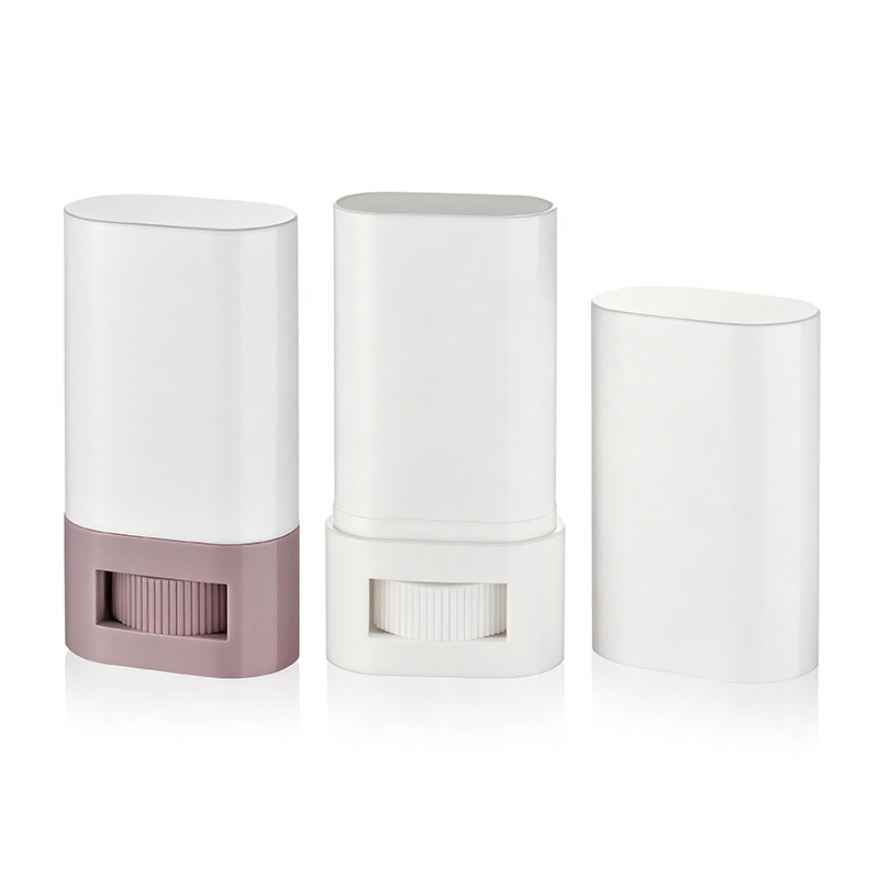 Contenitore per stick deodorante con riempimento inferiore in plastica ovale